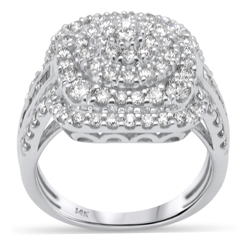 DIAMOND CLOSEOUT! 1.97ct G SI 14K White Gold Round & Baguette Diamond Women's Ring Size 6.5