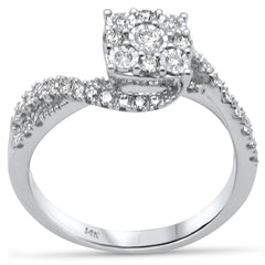 DIAMOND CLOSEOUT!  .49ct G SI 14K White Gold Diamond Twisted Women's Ring Size 6.5