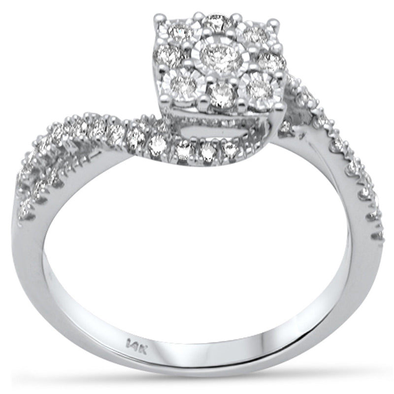 DIAMOND CLOSEOUT!  .49ct G SI 14K White Gold Diamond Twisted Women's Ring Size 6.5