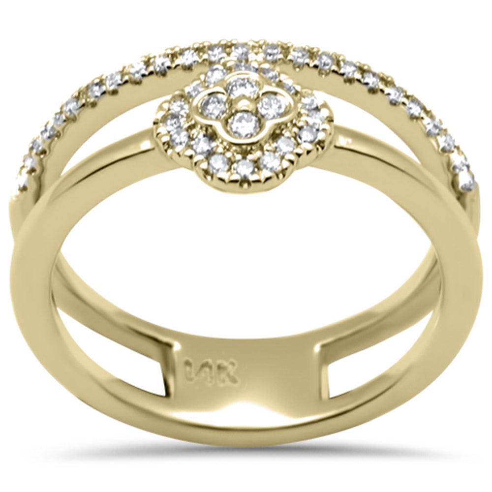 DIAMOND CLOSEOUT! .25ct G SI 14K Yellow Gold Clover Diamond Double Band Ring Size 6.5