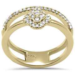 DIAMOND CLOSEOUT! .25ct G SI 14K Yellow Gold Clover Diamond Double Band Ring Size 6.5