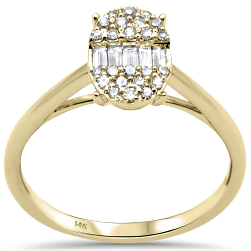 DIAMOND CLOSEOUT! .25ct G SI 14K Yellow Gold Round & Baguette Diamond Oval Shaped Ring Size 6.5