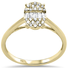 DIAMOND CLOSEOUT! .25ct G SI 14K Yellow Gold Round & Baguette Diamond Oval Shaped Ring Size 6.5