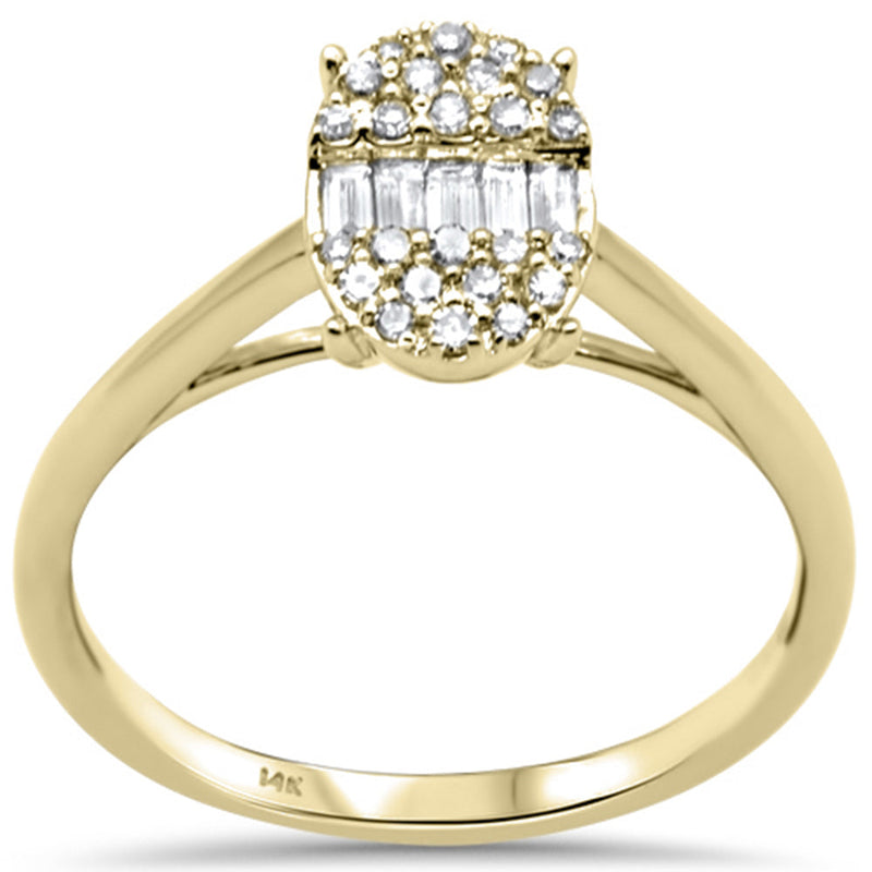 DIAMOND CLOSEOUT! .25ct G SI 14K Yellow Gold Round & Baguette Diamond Oval Shaped Ring Size 6.5