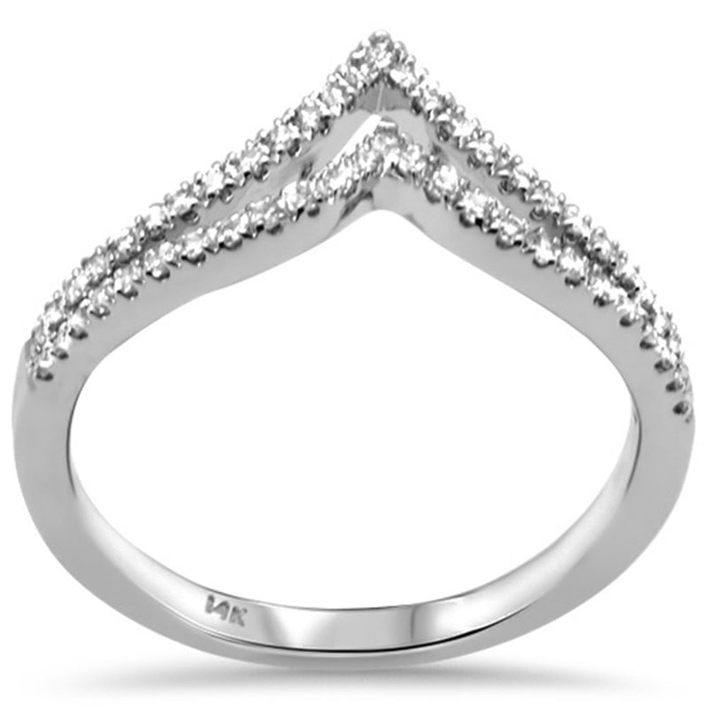 SPECIAL! .25ct G SI 14K White Gold Diamond V Shaped Chevron Ring Size 6.5