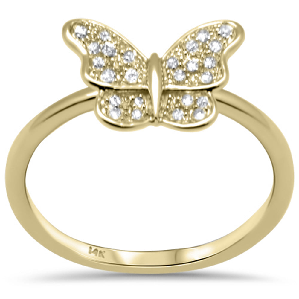 DIAMOND CLOSEOUT! .13ct G SI 14K Yellow Gold Diamond Butterfly Ring Size 6.5