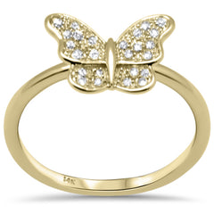DIAMOND CLOSEOUT! .13ct G SI 14K Yellow Gold Diamond Butterfly Ring Size 6.5