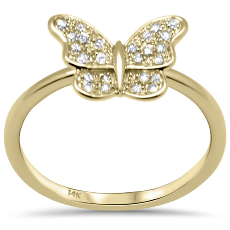 DIAMOND CLOSEOUT! .13ct G SI 14K Yellow Gold Diamond Butterfly Ring Size 6.5