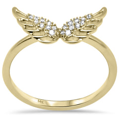 SPECIAL! .10ct G SI 14K Yellow Gold Angel Wings Diamond Ring Size 6.5