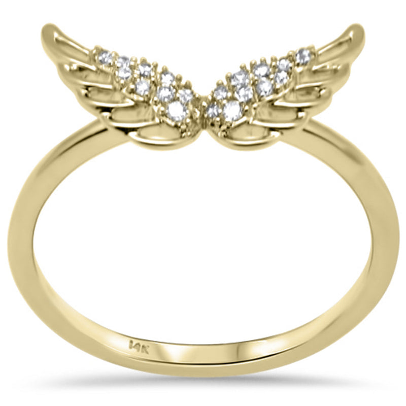 SPECIAL! .10ct G SI 14K Yellow Gold Angel Wings Diamond Ring Size 6.5