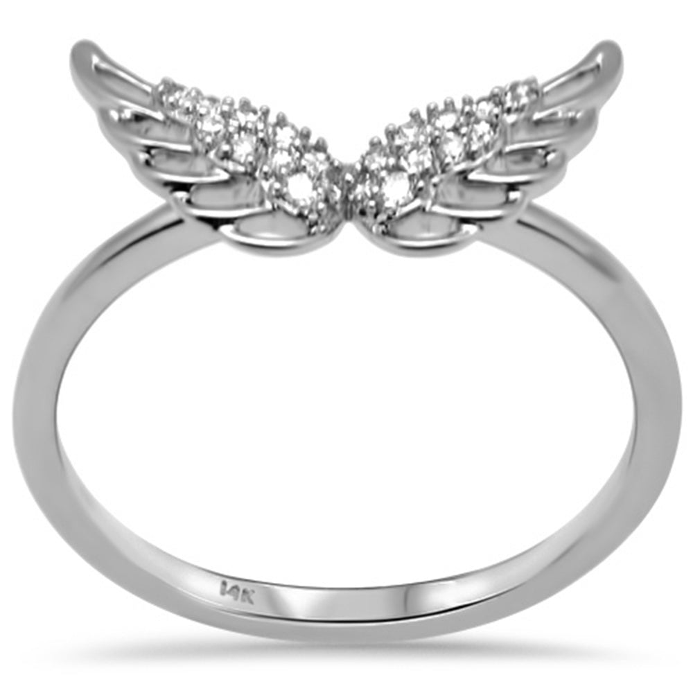 DIAMOND CLOSEOUT! .10ct G SI 14K White Gold Angel Wings Diamond Ring Size 6.5