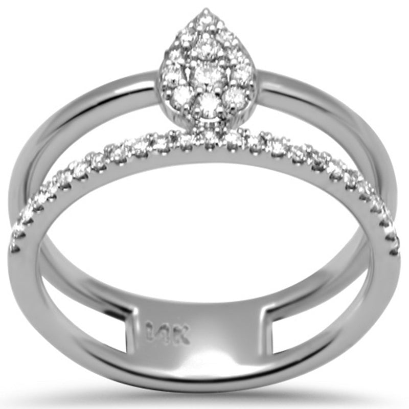 DIAMOND CLOSEOUT! .25ct G SI 14K White Gold Pear Shaped Diamond Double Band Ring Size 6.5