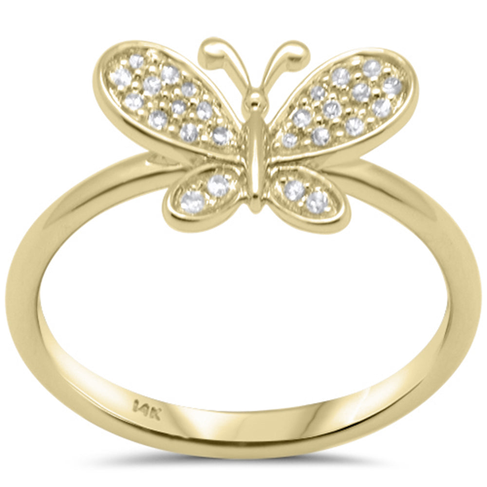 DIAMOND CLOSEOUT! .13ct G SI 14K Yellow Gold Diamond Butterfly Ring Size 6.5