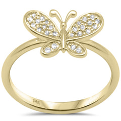 DIAMOND CLOSEOUT! .13ct G SI 14K Yellow Gold Diamond Butterfly Ring Size 6.5