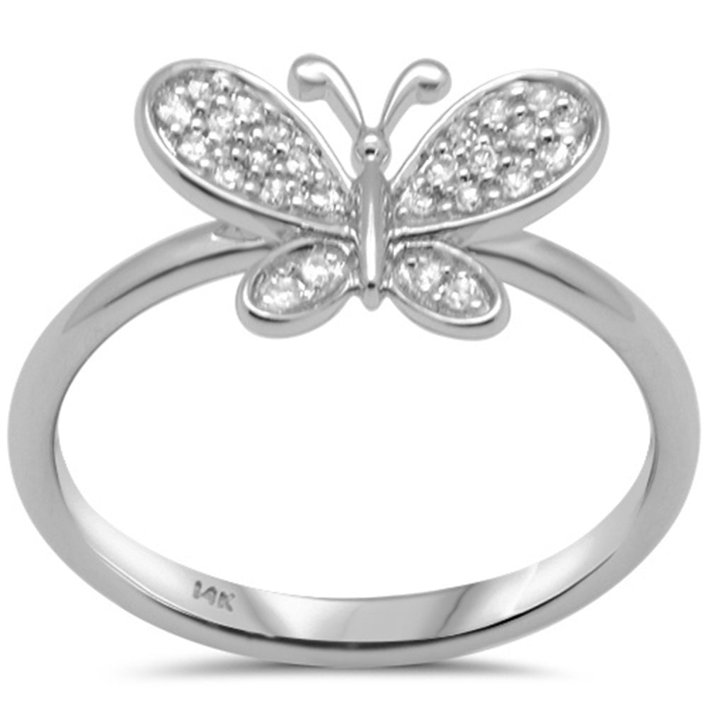 DIAMOND CLOSEOUT!  .13ct G SI 14K White Gold Diamond Butterfly Ring Size 6.5