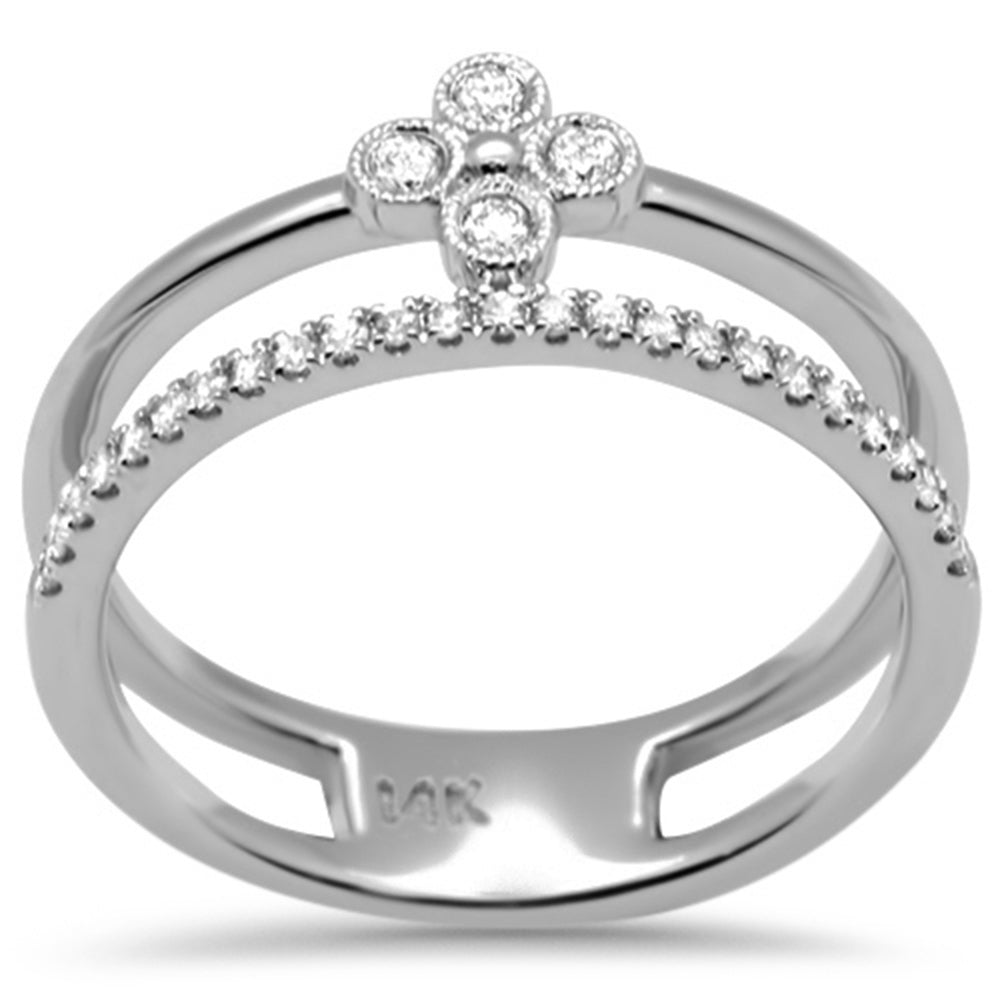DIAMOND CLOSEOUT! .20ct G SI 14K White Gold Diamond Double Band Ring Size 6.5