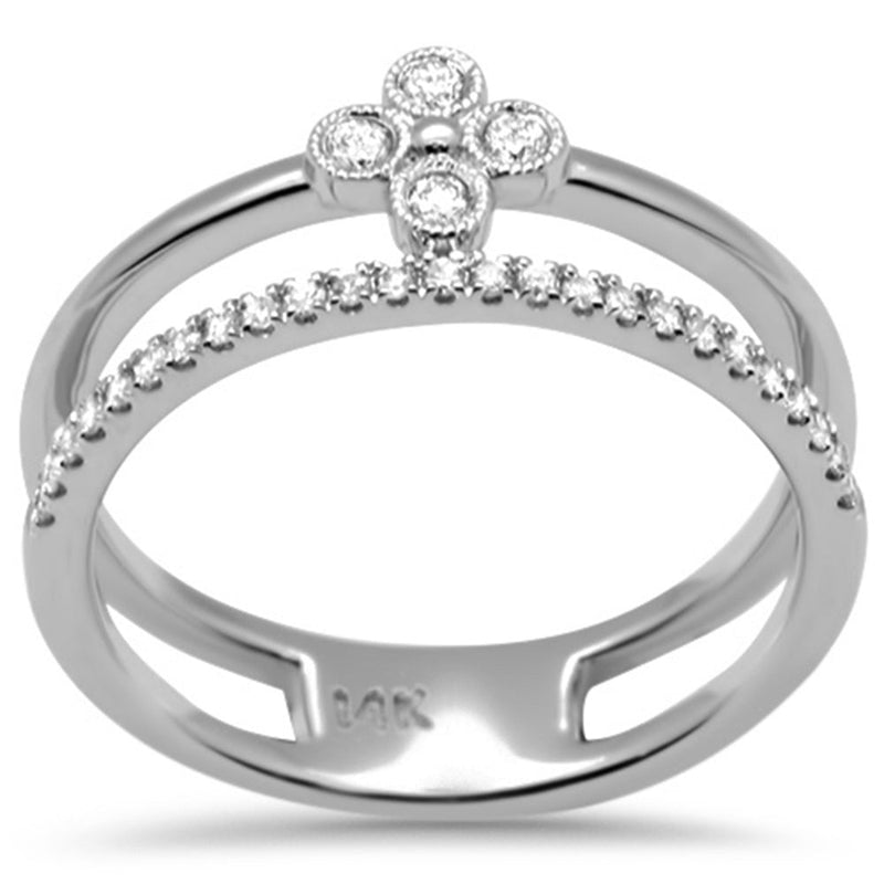 DIAMOND CLOSEOUT! .20ct G SI 14K White Gold Diamond Double Band Ring Size 6.5