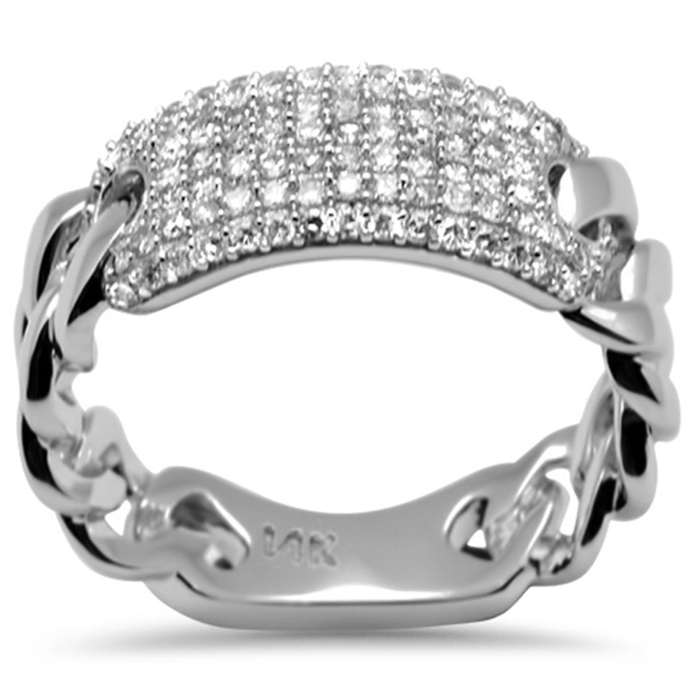 DIAMOND CLOSEOUT! .49ct G SI 14K White Gold Diamond Cuban Style Ladies Band Ring Size 6.5