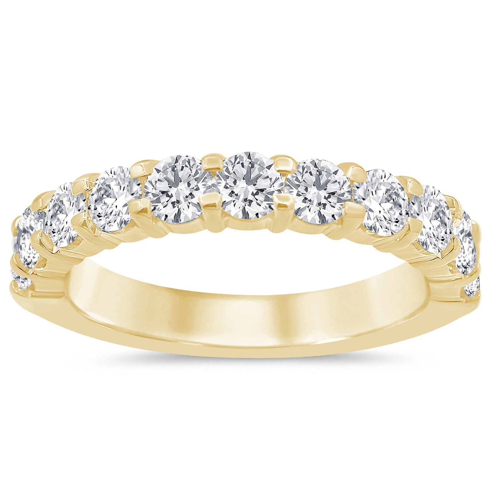 SPECIAL!.80ct G SI 14K Yellow Gold Women's Round Diamond Half Eternity Band Ring Size 6.5