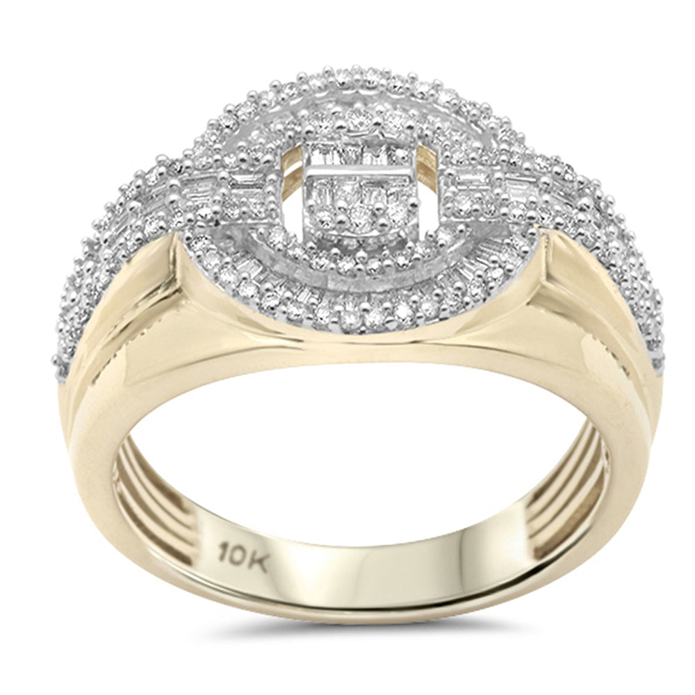DIAMOND CLOSEOUT!  .78ct G SI 10K Yellow Gold Round & Baguette Diamond Men's Ring Size 10