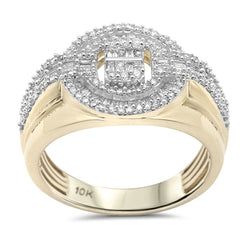 DIAMOND CLOSEOUT!  .78ct G SI 10K Yellow Gold Round & Baguette Diamond Men's Ring Size 10