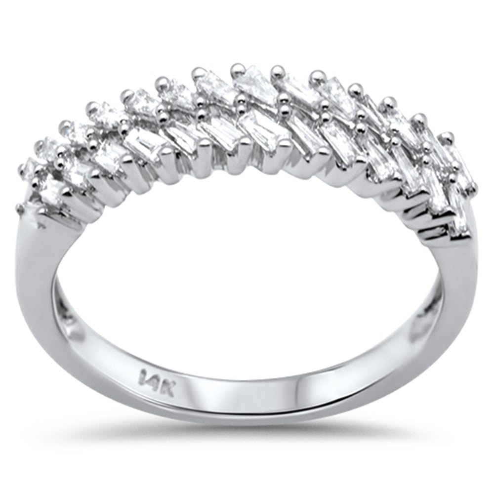 DIAMOND CLOSEOUT! .42ct G SI 14K White Gold Baguette Diamond Band Ring Size 7