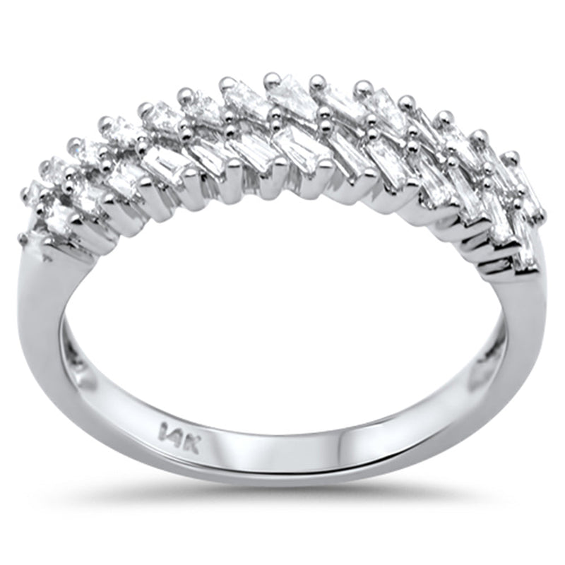 DIAMOND CLOSEOUT! .42ct G SI 14K White Gold Baguette Diamond Band Ring Size 7