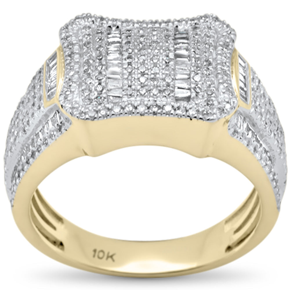 DIAMOND CLOSEOUT!  1.26ct G SI 10K Yellow Gold Round & Baguette Diamond Men's Ring Size 10