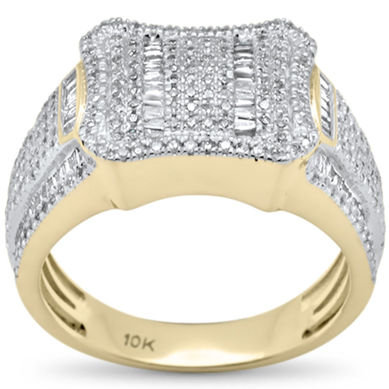 DIAMOND CLOSEOUT!  1.26ct G SI 10K Yellow Gold Round & Baguette Diamond Men's Ring Size 10