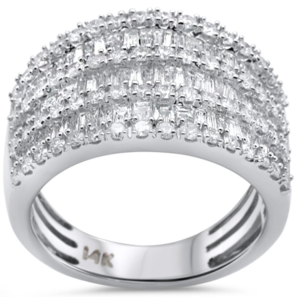 DIAMOND CLOSEOUT! 1.86ct G SI 14K White Gold Women's Round & Baguette Diamond Ring Band Size 7