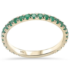 SPECIAL! .74ct G SI 14K Yellow Gold Natural Emerald Gemstone Ring Stackable Band