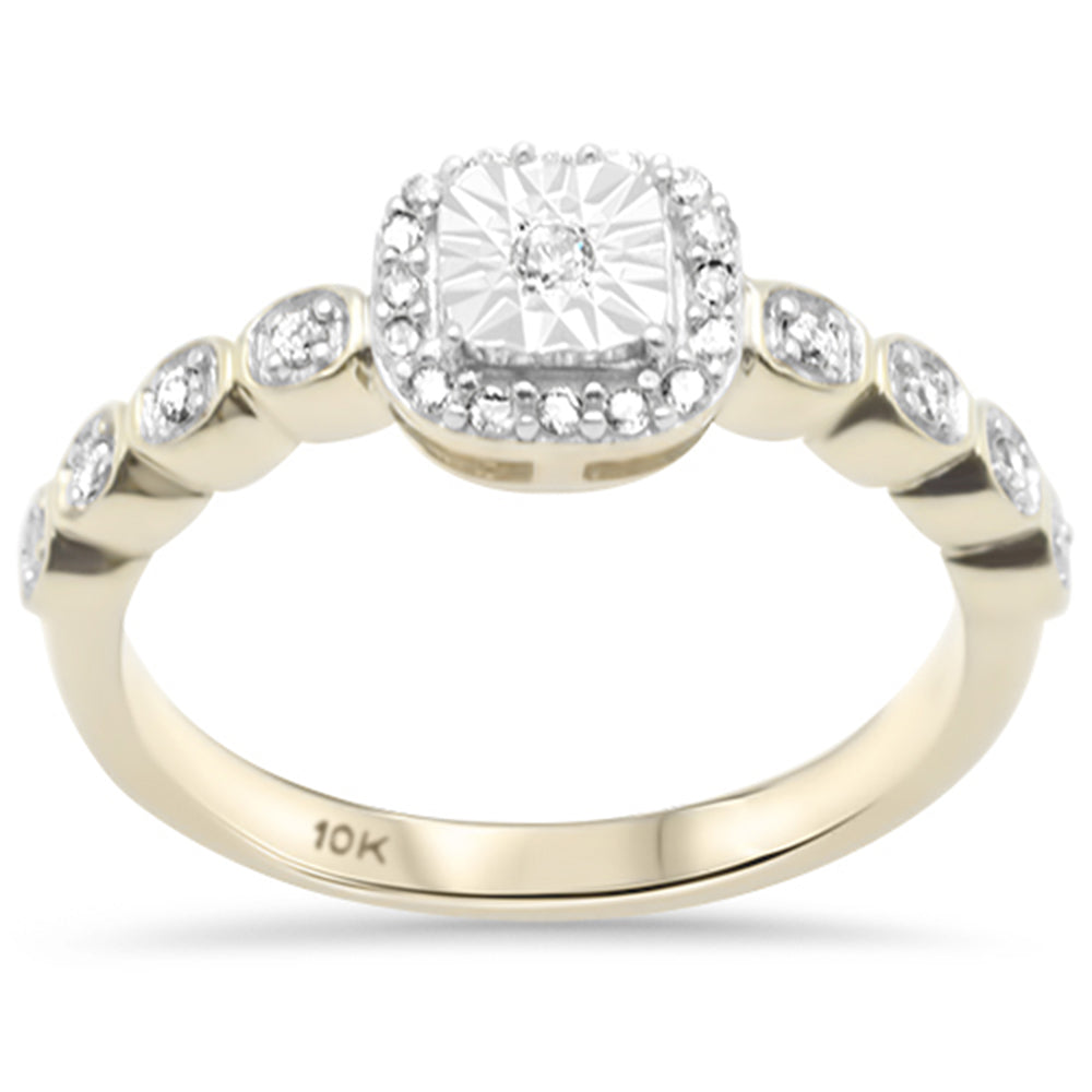 DIAMOND CLOSEOUT! .16ct G SI 10K Yellow Gold Diamond Miracle Illusion Setting Engagement Ring Size 6.5