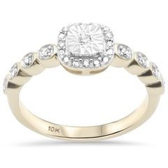 DIAMOND CLOSEOUT! .16ct G SI 10K Yellow Gold Diamond Miracle Illusion Setting Engagement Ring Size 6.5