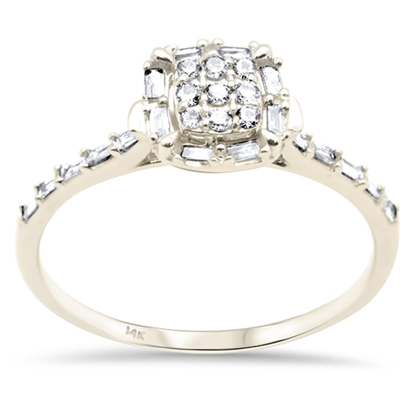 DIAMOND CLOSEOUT! .20ct G SI 14K Yellow Gold Round & Baguette Diamond Engagement Ring Size 6.5