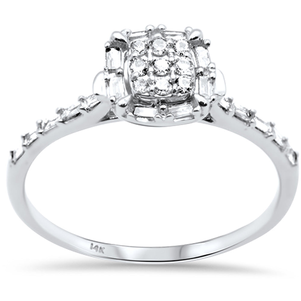 DIAMOND CLOSEOUT! .22ct G SI 14K White Gold Round & Baguette Diamond Engagement Ring Size 7