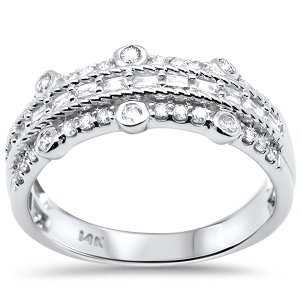 DIAMOND CLOSEOUT! .37ct G SI 14K White Gold Round & Baguette Diamond Ring Band Size 7