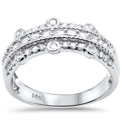 DIAMOND CLOSEOUT! .37ct G SI 14K White Gold Round & Baguette Diamond Ring Band Size 7