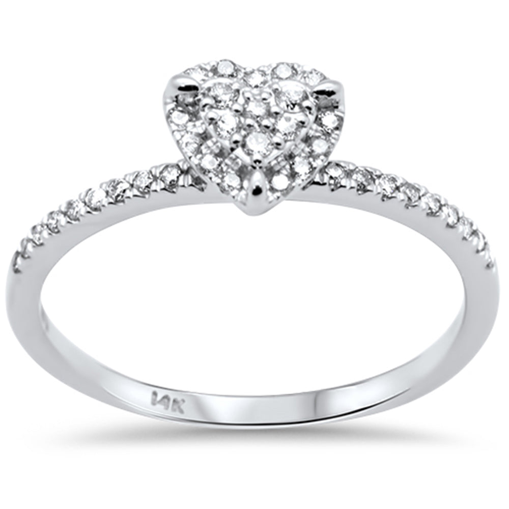 DIAMOND CLOSEOUT! .22ct G SI 14K White Gold Heart Shaped Diamond Engagement Ring Size 7