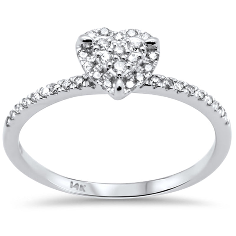 DIAMOND CLOSEOUT! .22ct G SI 14K White Gold Heart Shaped Diamond Engagement Ring Size 7