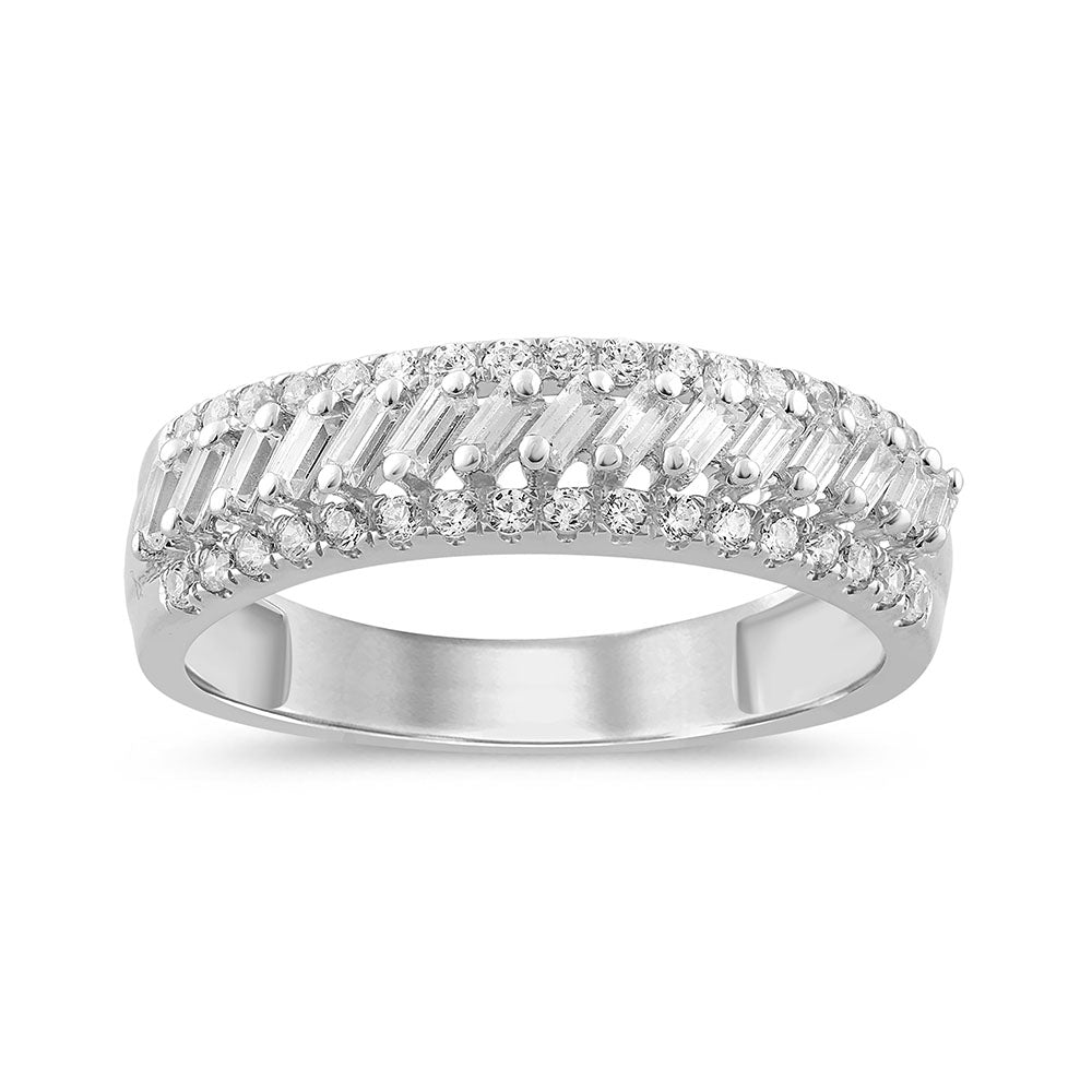 DIAMOND CLOSEOUT! .57ct G SI 14K White Gold Round & Baguette Diamond Ring Band