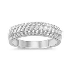 DIAMOND CLOSEOUT! .57ct G SI 14K White Gold Round & Baguette Diamond Ring Band