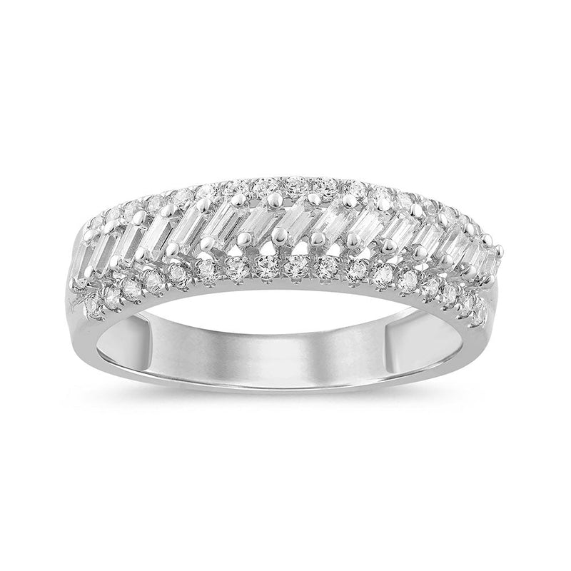 DIAMOND CLOSEOUT! .57ct G SI 14K White Gold Round & Baguette Diamond Ring Band