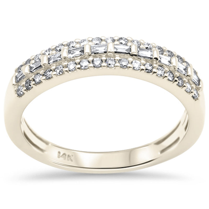 SPECIAL! .40ct G SI 14K Yellow Gold Round & Baguette Diamond Ring Band Size 7