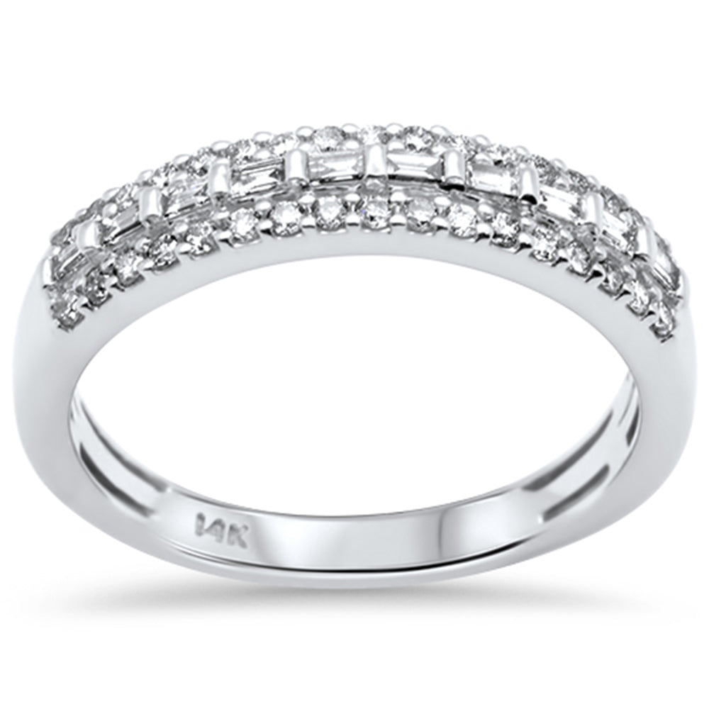 DIAMOND CLOSEOUT! .38ct G SI 14K White Gold Round & Baguette Diamond Ring Band Size 7