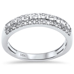 DIAMOND CLOSEOUT! .38ct G SI 14K White Gold Round & Baguette Diamond Ring Band Size 7