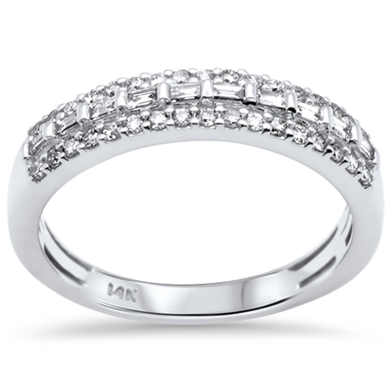DIAMOND CLOSEOUT! .38ct G SI 14K White Gold Round & Baguette Diamond Ring Band Size 7