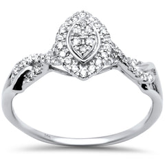 SPECIAL! .24ct G SI 14K White Gold Marquee Shaped Engagement Diamond Ring Size 7