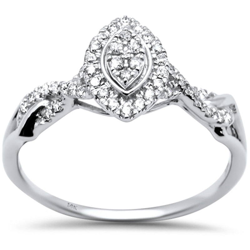SPECIAL! .24ct G SI 14K White Gold Marquee Shaped Engagement Diamond Ring Size 7