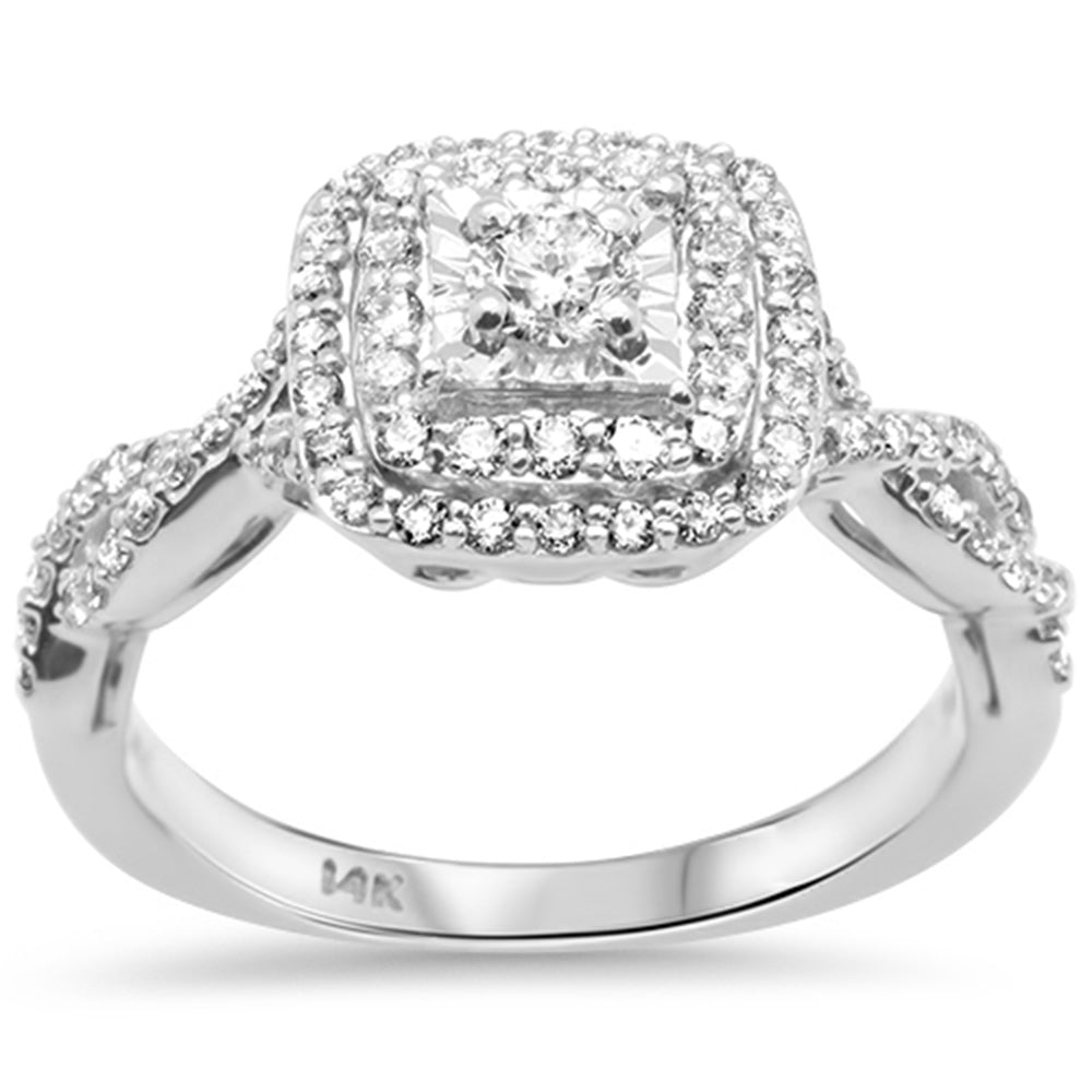 DIAMOND CLOSEOUT! .64ct G SI 14K White Gold Twisted Engagement Diamond Ring Size 7