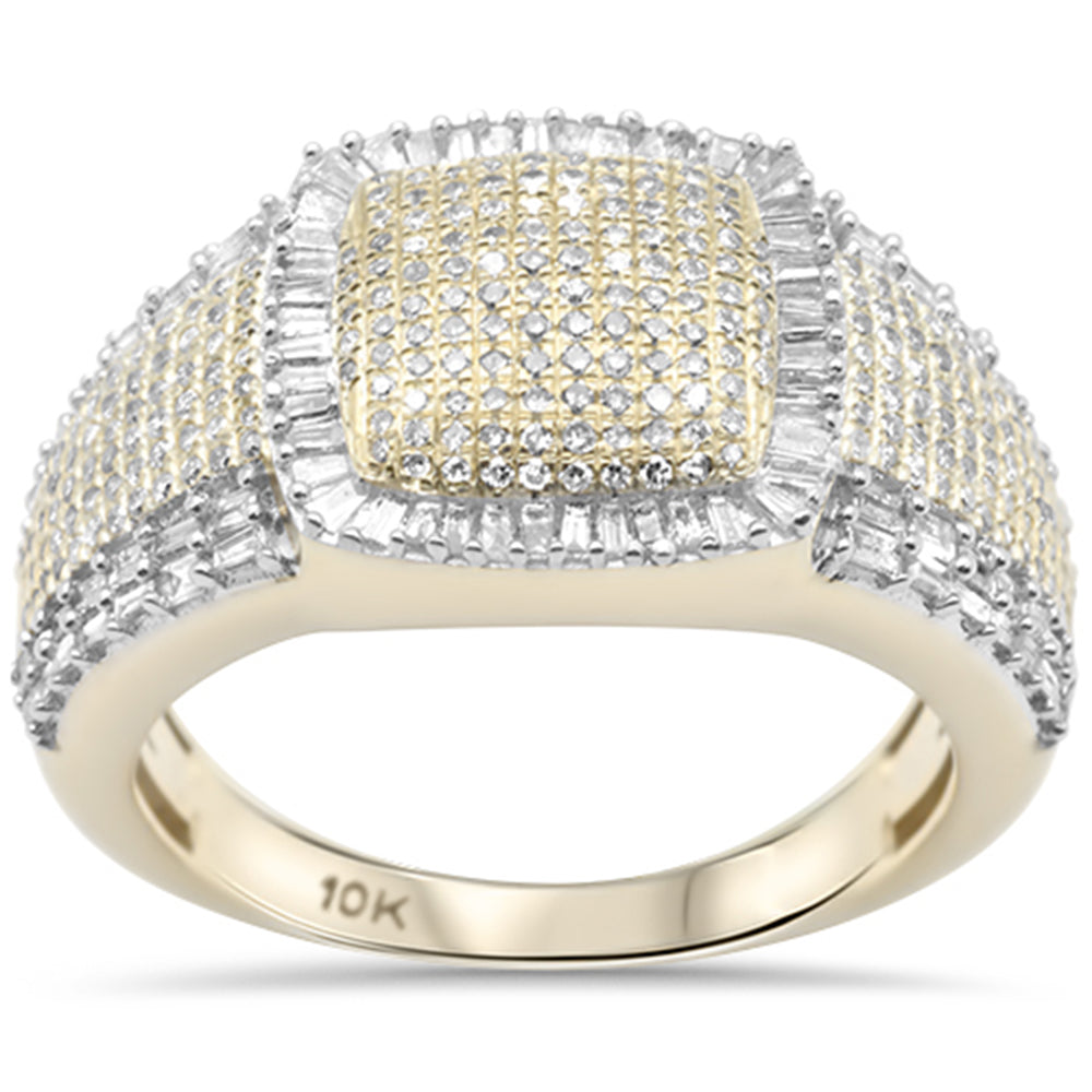 DIAMOND CLOSEOUT!  1.14ct G SI 10K Yellow Gold Men's Round & Baguette Diamond Ring Band Size 10